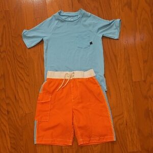 Blue T-Shirt and Orange Shorts Set